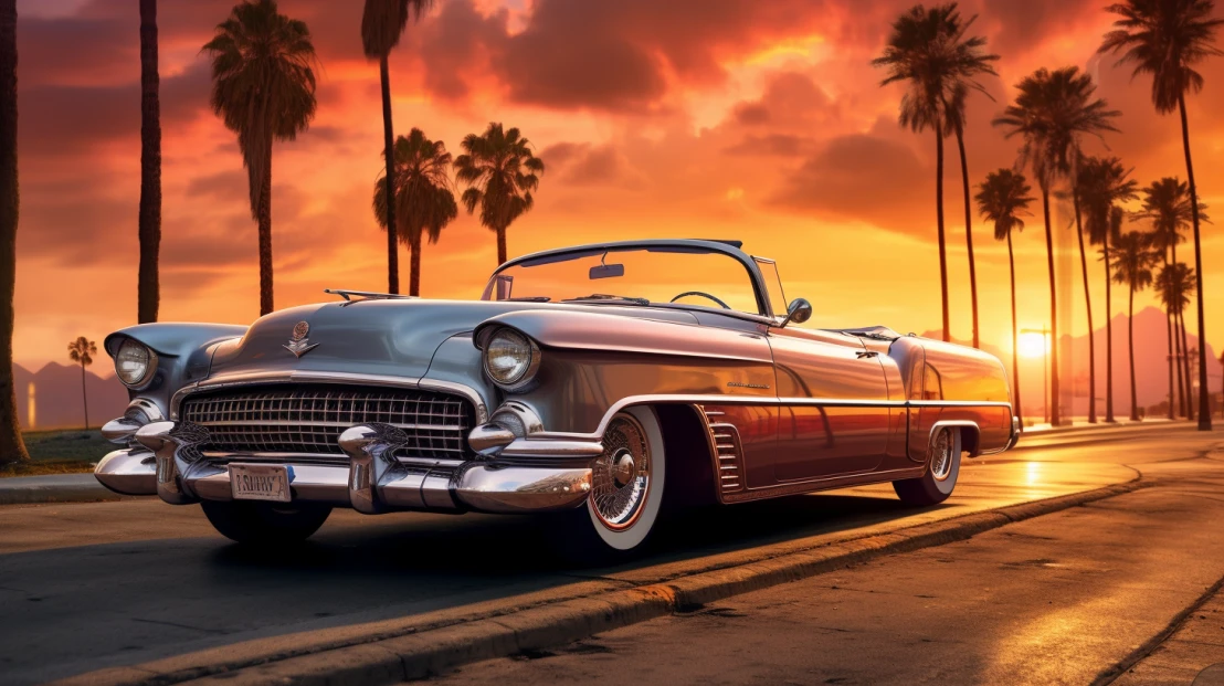 Classic Car in sunset 